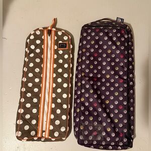 NWT Dura Tech Polka Dot Bridle Bag. Brown and Purple